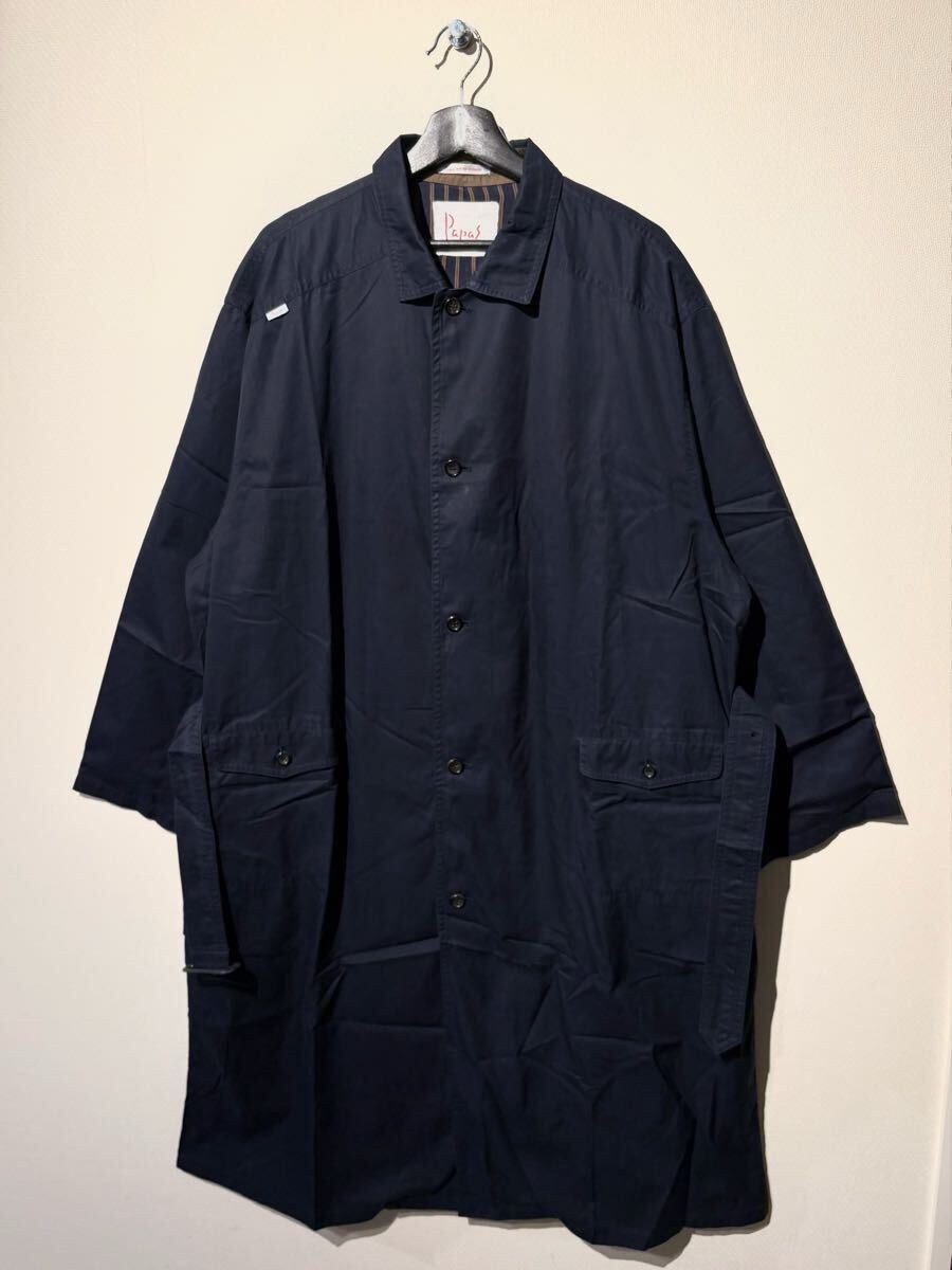 VINTAGE / Papas / ロングコート / SIZE:L / NAVY / 80s ディグレース期 / パパス / ステンカラーコート / OLD拍卖