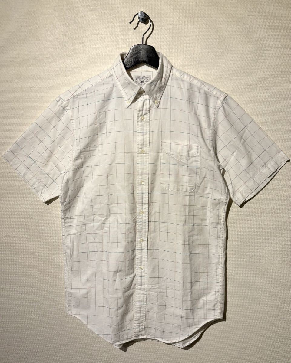 VINTAGE / 90s BROOKS BROTHERS / 半袖BDシャツ / SIZE:S / WHITE / 日本製 / マルチカラーチェック/ ブルックスブラザーズ ボタンダウン拍卖