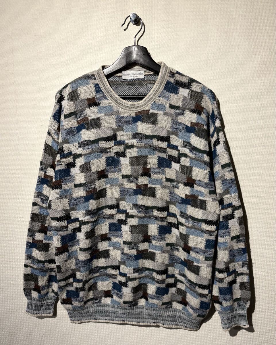 VINTAGE / Fantasie di Settembre /デザインニット/ SIZE:48 /マルチカラー / MADE IN ITALY /ファンタジーディセッティンブレ /イタリア製拍卖