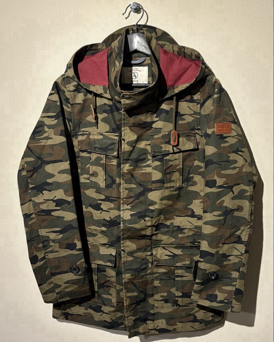 AIGLE / DIAPLEX 迷彩マウンテンジャケット / SIZE:S / KHAKI /カモフラ / 8504-45400 / UNISEX / フード付き / エーグル ディアプレックス拍卖