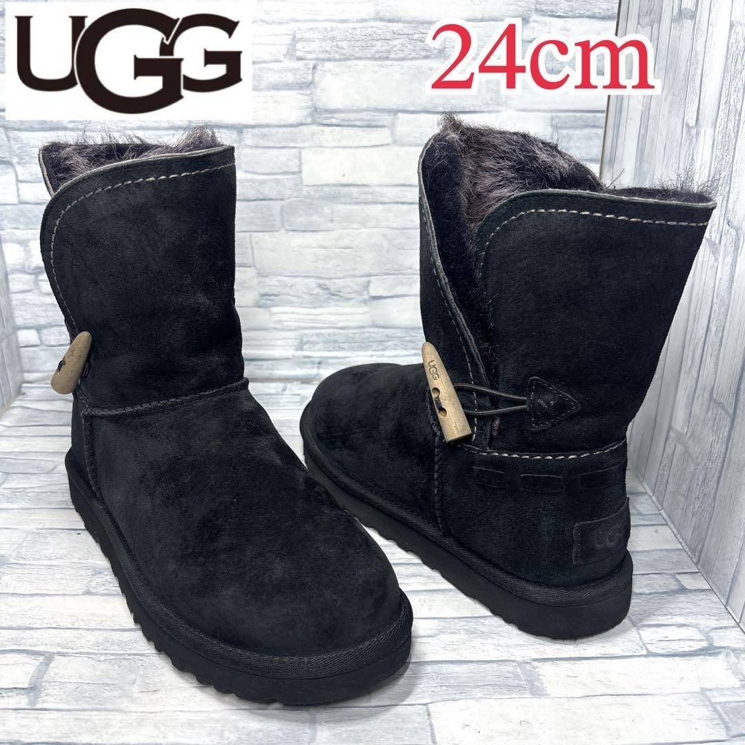 ★美品★UGG アグ ショートブーツ MEADOW メドウ ブラック 24cm拍卖