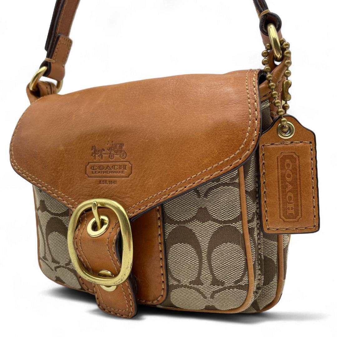良品 COACH ショルダーバッグ キャンバス レザー シグネチャー ソーホー拍卖