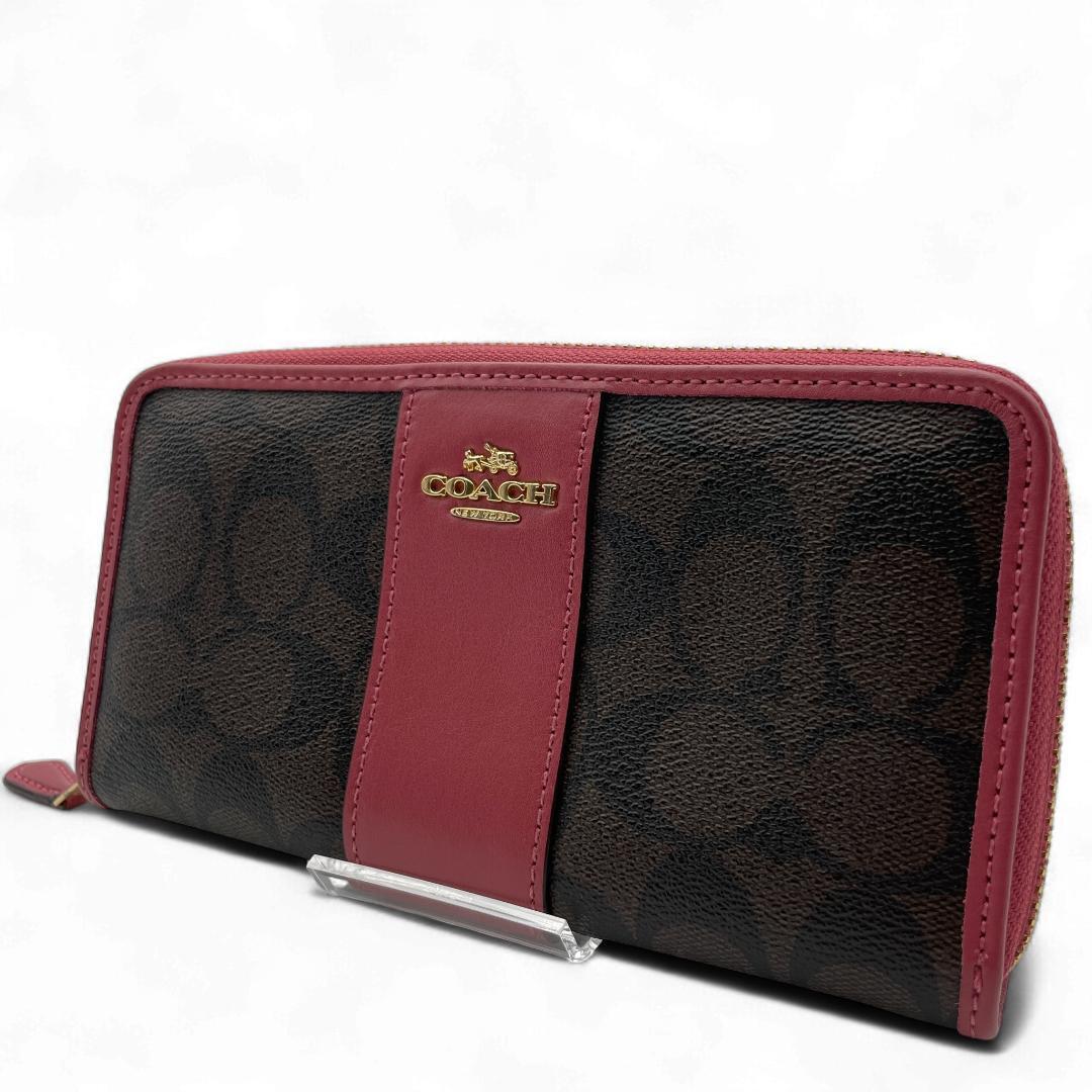 美品 COACH 長財布 レザー ブラウン シグネチャー F54630拍卖
