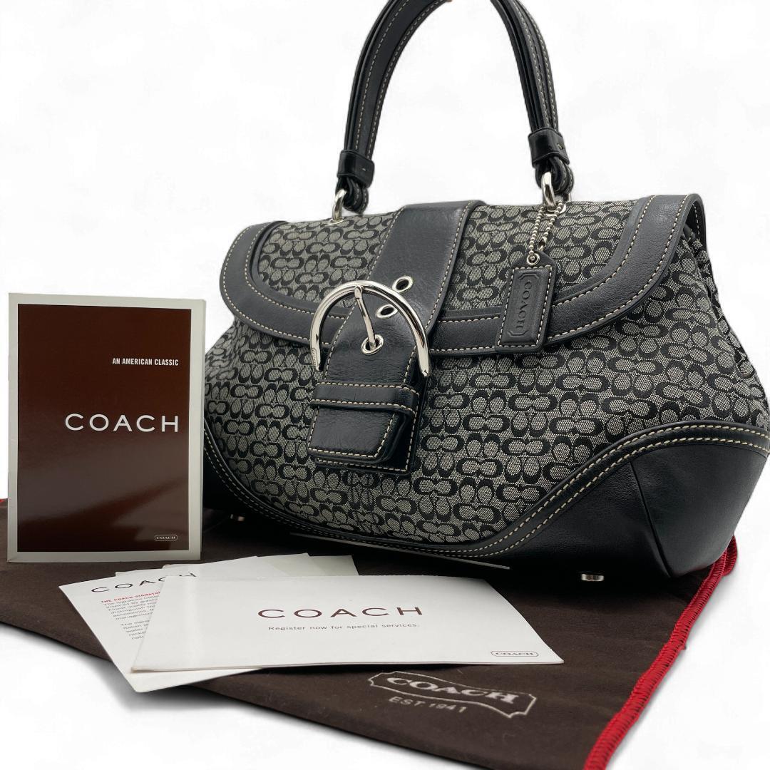 美品 COACH ショルダーバッグ キャンバス レザー ブラック ソーホー拍卖