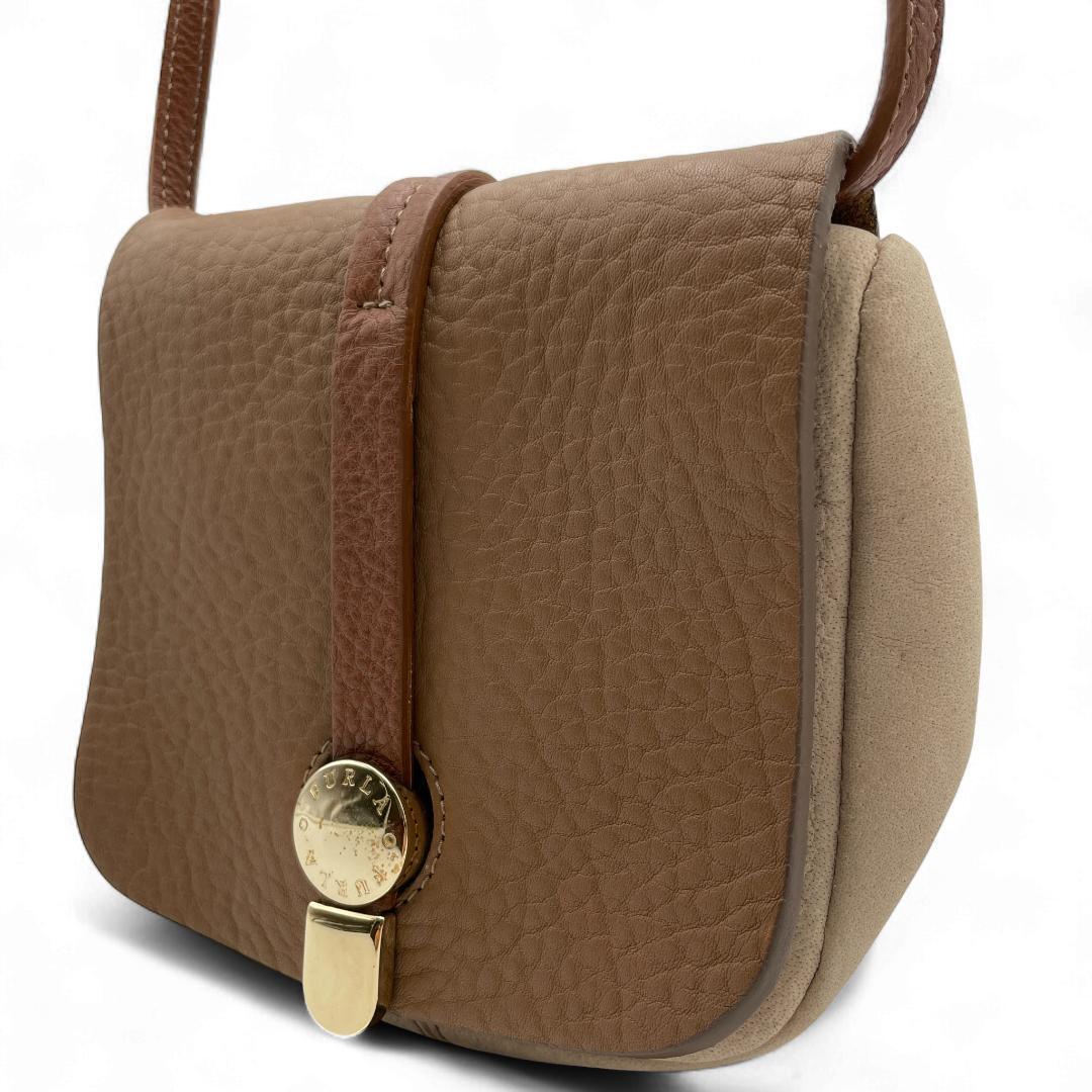 良品 FURLA ショルダーバッグ レザー ベージュ拍卖