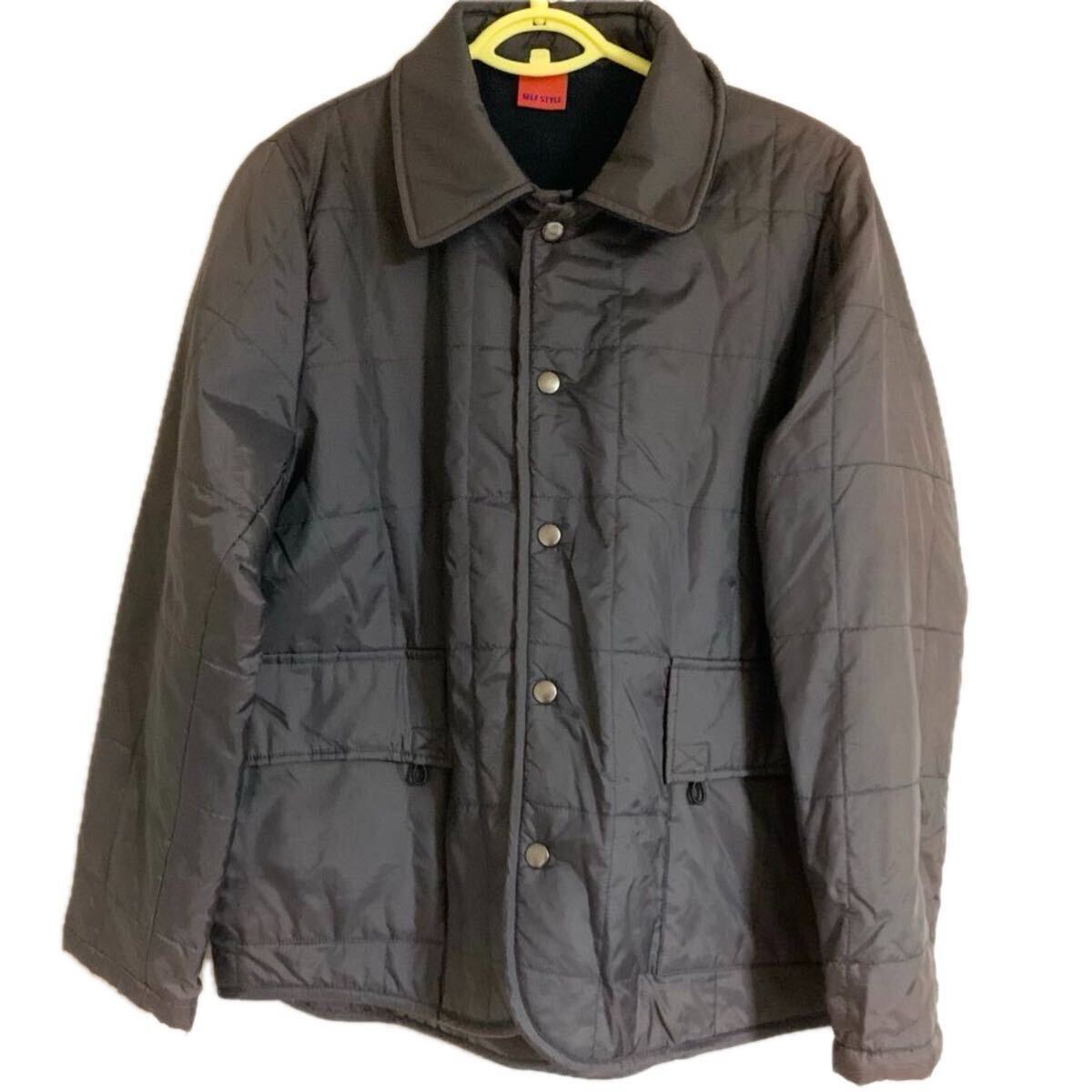 中綿ナイロンジャケット チャコールグレー ユニセックス ミドル丈コート ブルゾン キルティングジャケット 男女兼用拍卖