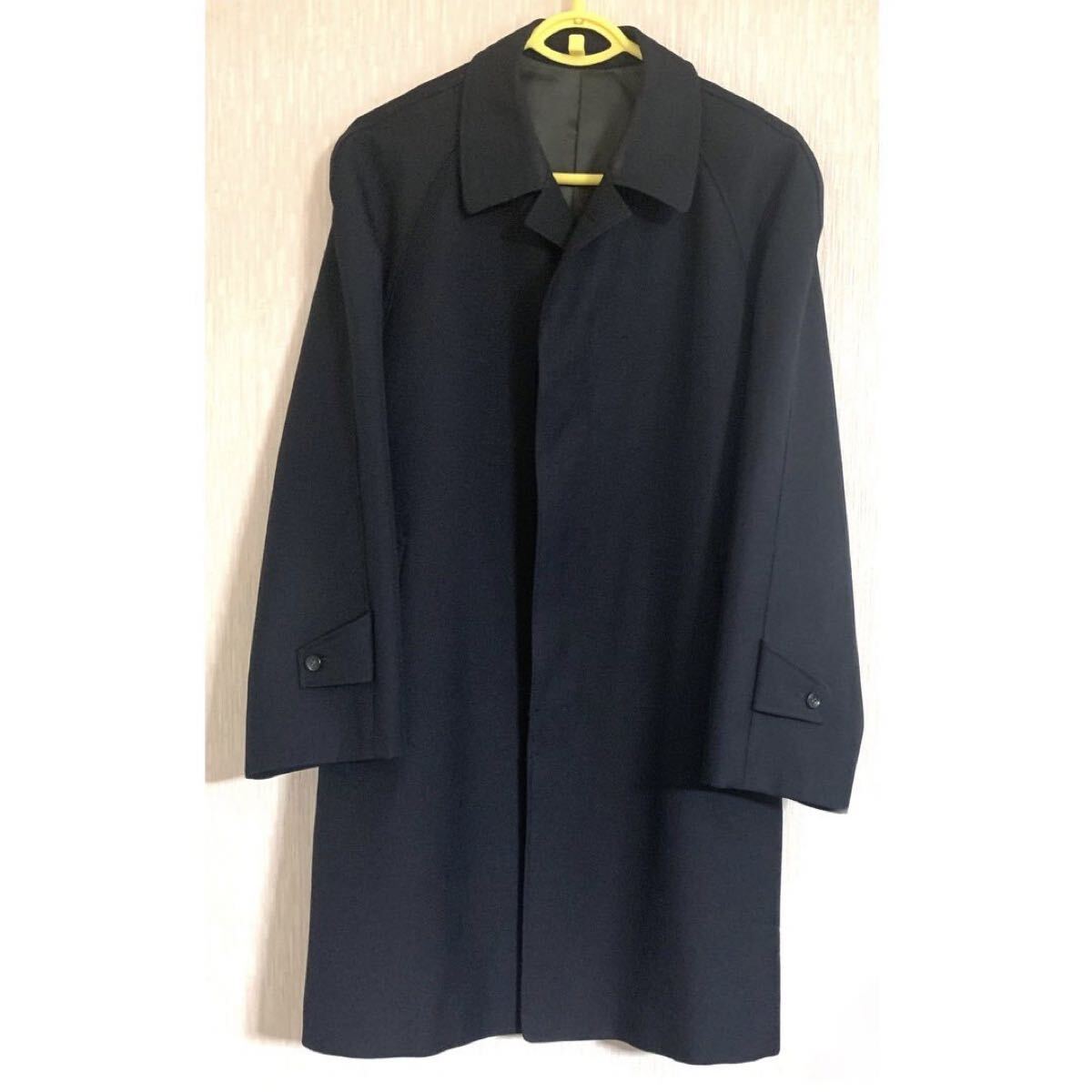 フォーマルバルマカーンコート ネイビー 濃紺 ステンカラーコート チェスターコート フォーマル ビジネス 東レ テトロン ロングコート拍卖