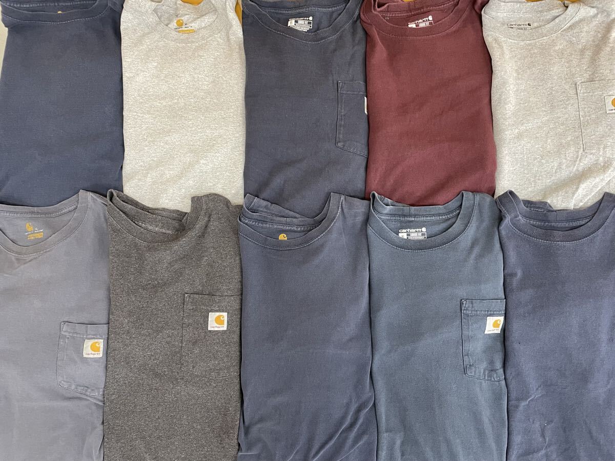 ① 古着卸 USA カーハート 長袖 Tシャツ ロンT XL 10枚 セット まとめ売り 1円スタート 大量 卸売り アメリカ古着 ロゴ アメカジ 拍卖