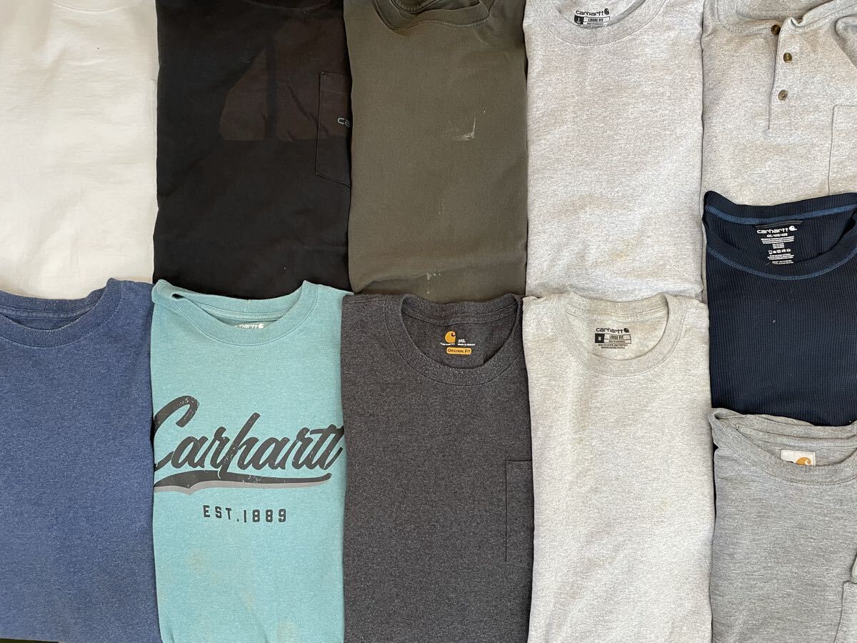 ① 古着卸 USA 長袖 カーハート Tシャツ ロンT 11枚 セット まとめ売り 1円スタート 大量 卸売り アメリカ古着 ロゴ アメカジ 拍卖