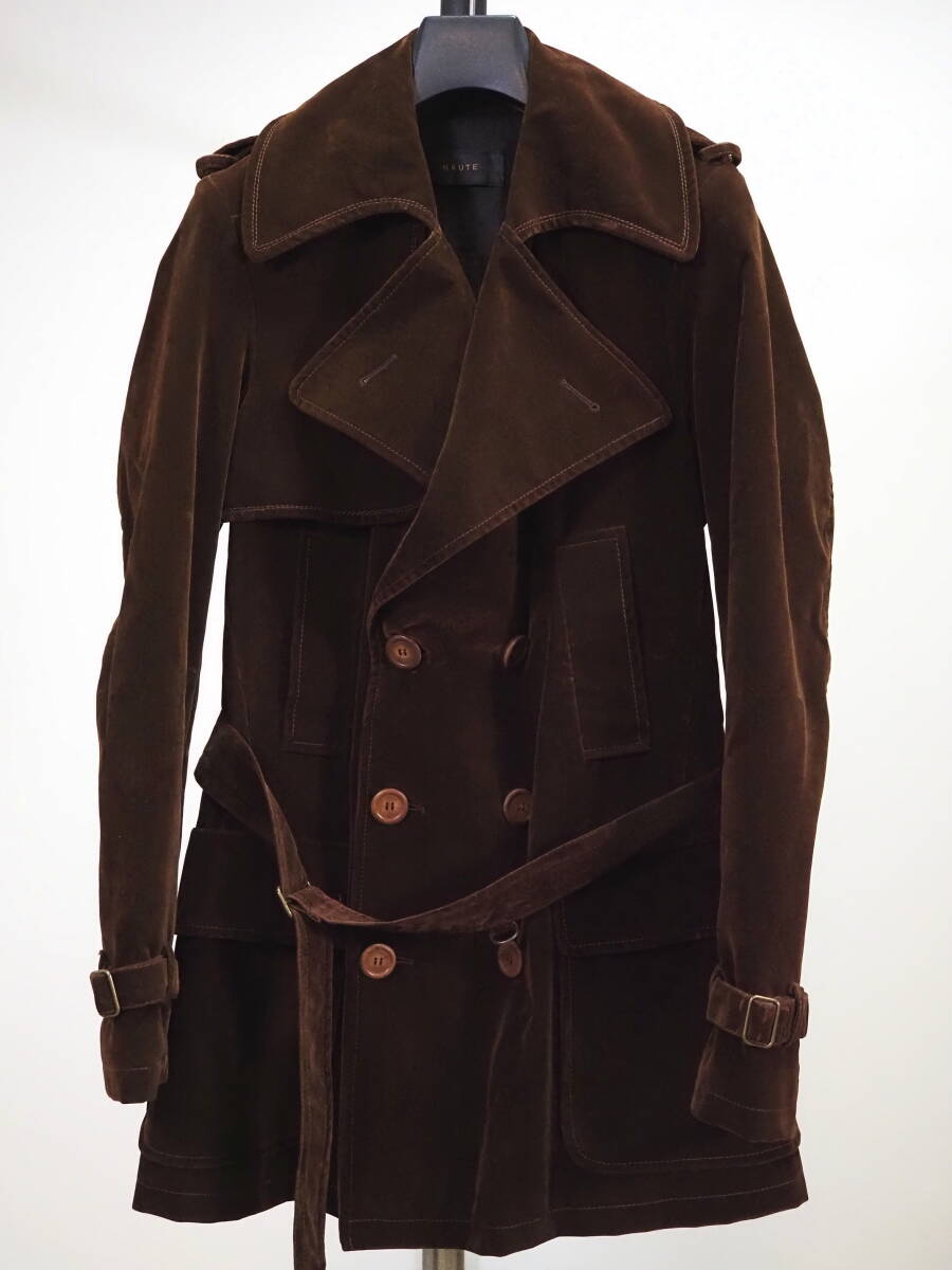 HAUTE VINCENZO DE COTIIS オート ベロアトレンチコート44茶 Italy製拍卖