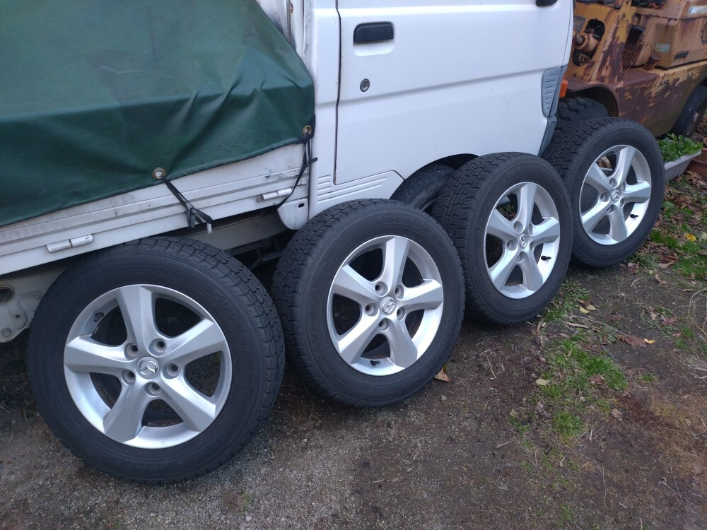 マツダ☆アクセラ純正6J/5H/15インチホイール+グッドイヤーアイスナビ×4本セットで☆USED拍卖