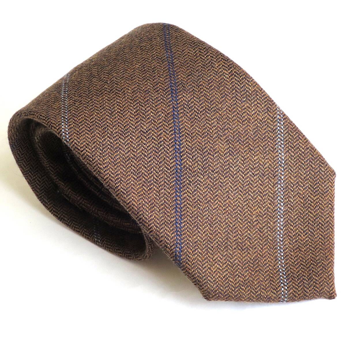 ユナイテッドアローズ UNITED ARROWS カシミア100% ブラウン系 ストライプ柄 ネクタイ イタリア製 ニッキー NICKY 正規品 タグ縫製不良拍卖