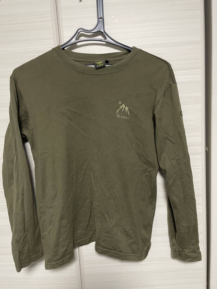 AIGLE エーグル 長袖 ドライTシャツ カーキ XSサイズ(USED)~アウトドア、登山、トレッキング、キャンプ、スポーツ、カジュアル~拍卖