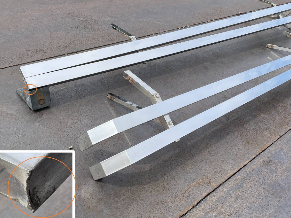 サイドバンパー★角パイプ★3490mm★左右セット★2段式仕様★ステンレス製★サイドガード★デコトラ★即決★角X2B拍卖