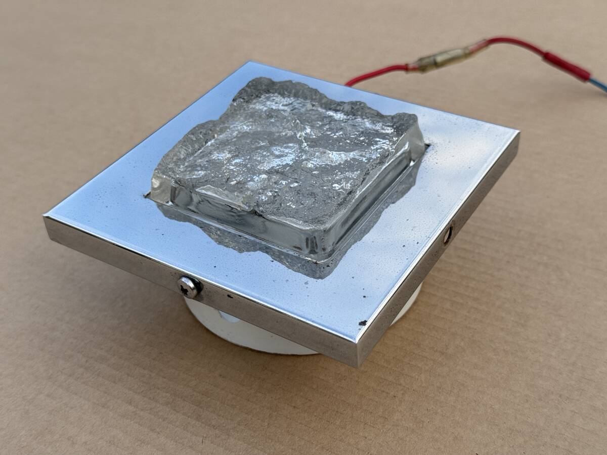 角型シャンデリア★石目ガラス★125mm×125mm★1点★点灯確認済★ダウンライト★メッキ★観光バス用★即決★石J拍卖