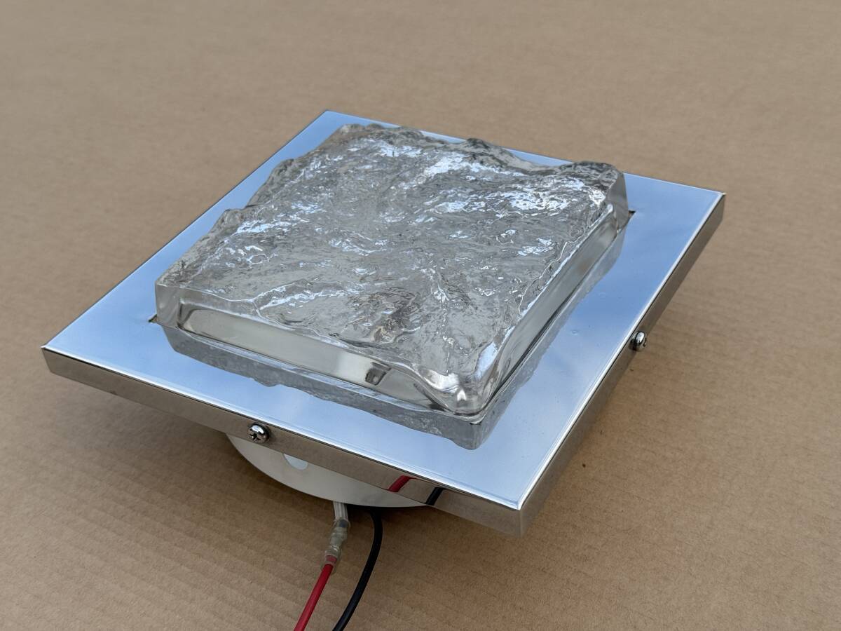 角型シャンデリア★石目ガラス★175mm×175mm★1点★点灯確認済★ダウンライト★メッキ★観光バス用★即決★石K拍卖