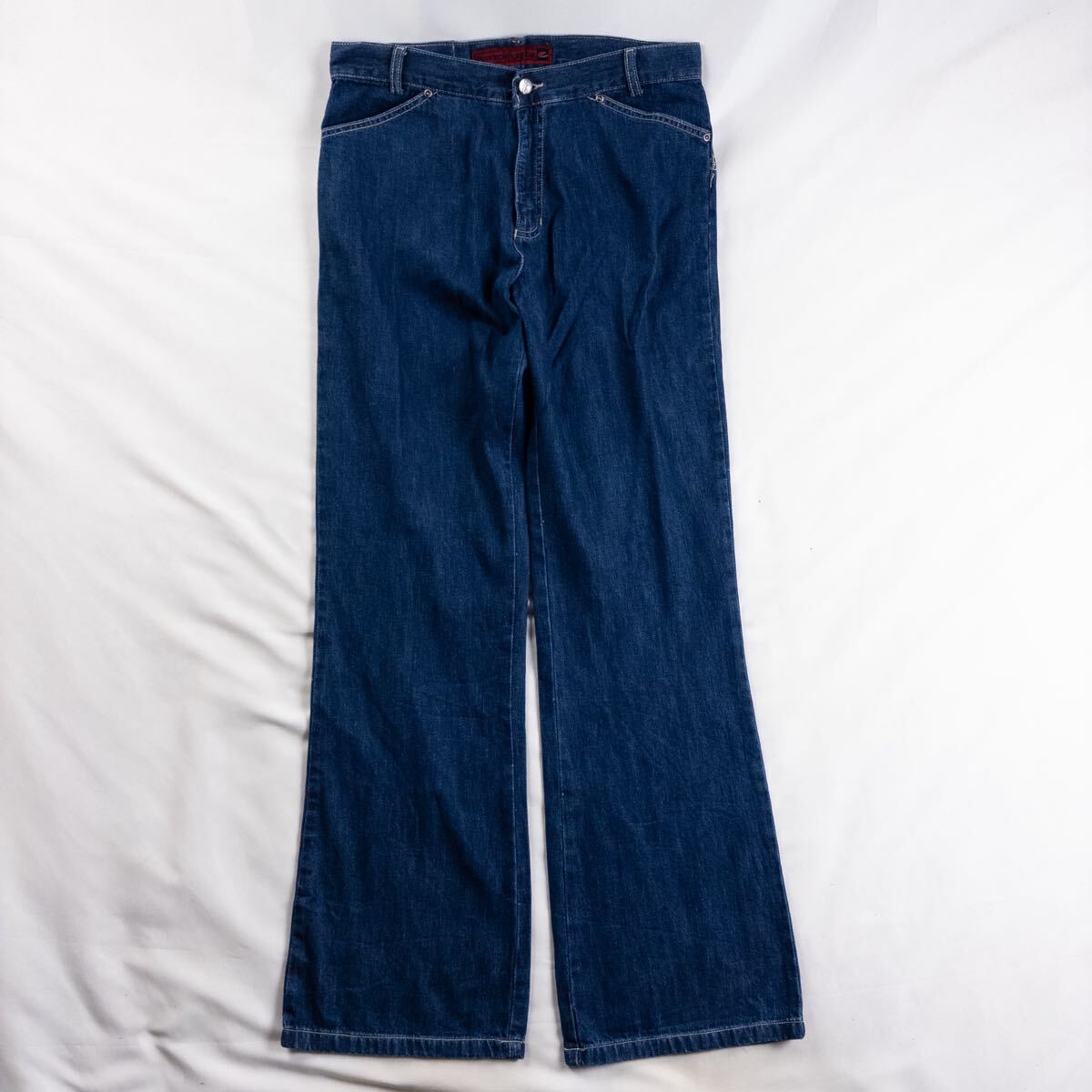 Euro Vintage 00s Cotto web de コットン100% ブルー Y2K ワイド バギー フレア ベルボトム デニム ジーンズ拍卖