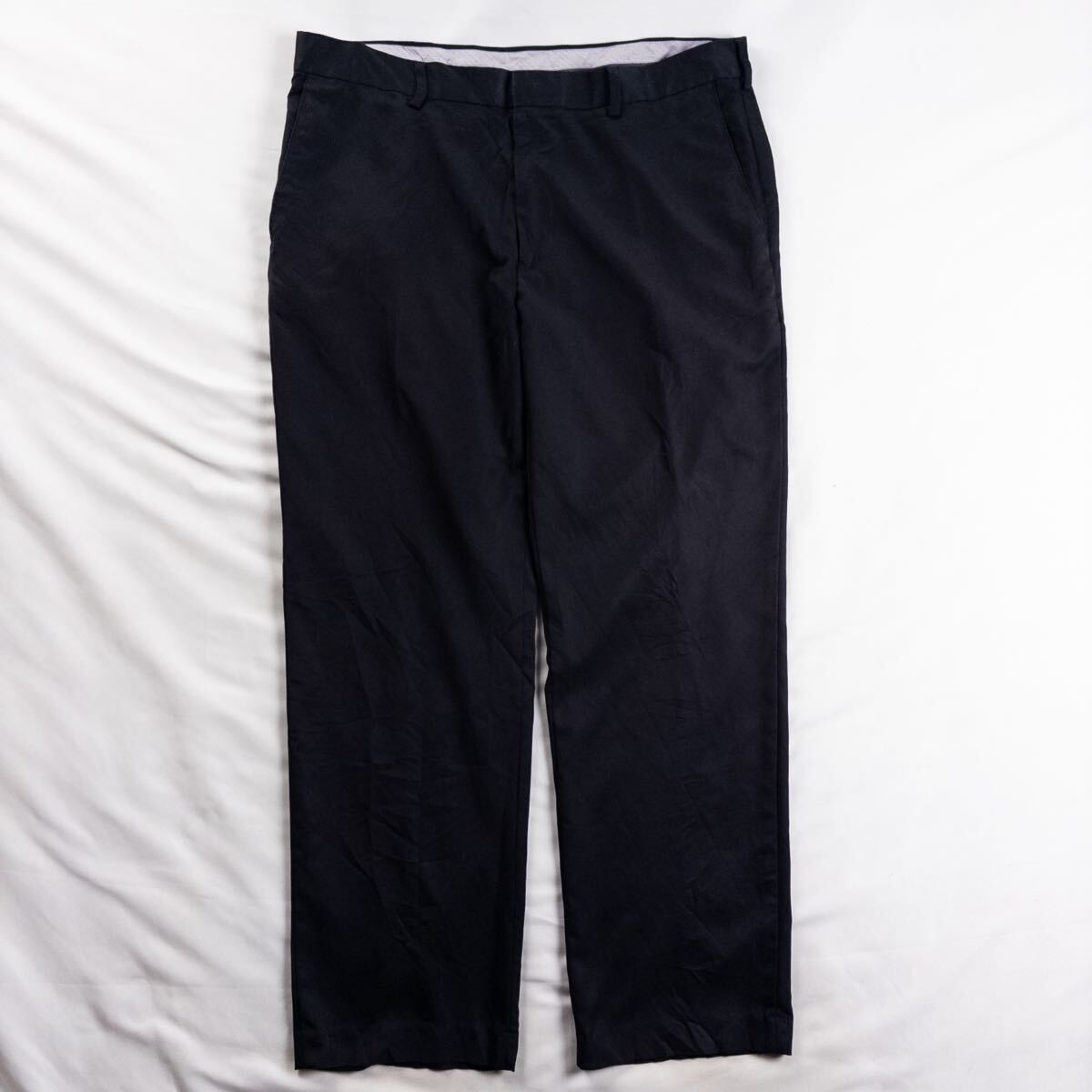 US Vintage 00s PGATOUR ポリ レーヨン ツイル ノータック 光沢 とろみ ドレープ ゴルフ ブラック ワイド ドレス スラックス トラウザーズ拍卖