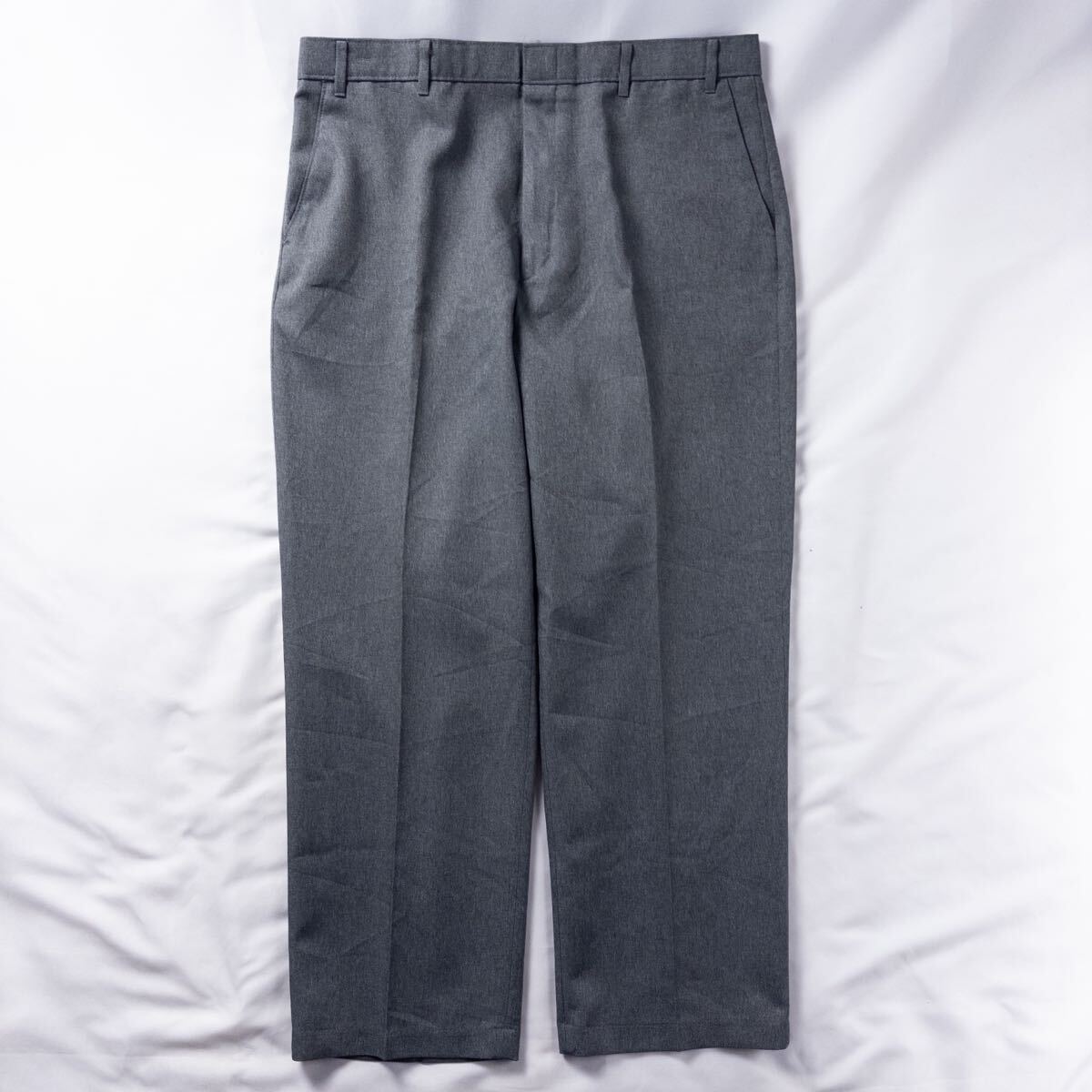 US Vintage 00s LEVI'S リーバイス ポリ ノータック レトロ カスリ ごま塩 グレー ワイド ワーク アクションスラックス トラウザーズ拍卖