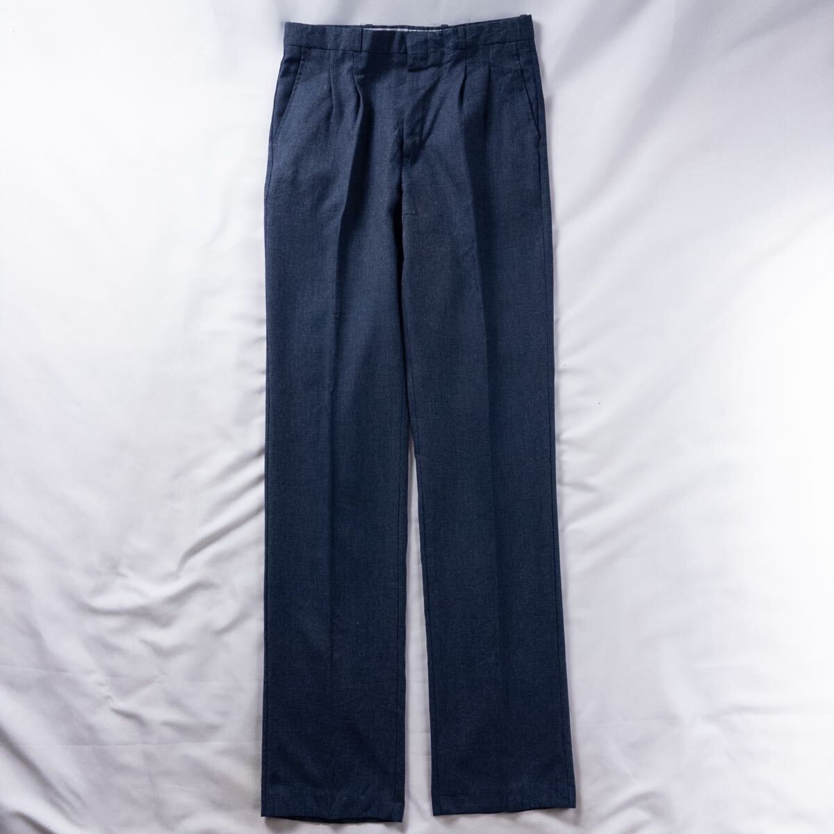 US Vintage 80s RPM ウール ツイル ツータック カスリ レトロ アッシュネイビー ワイドストレート ドレス デザインスラックス トラウザーズ拍卖