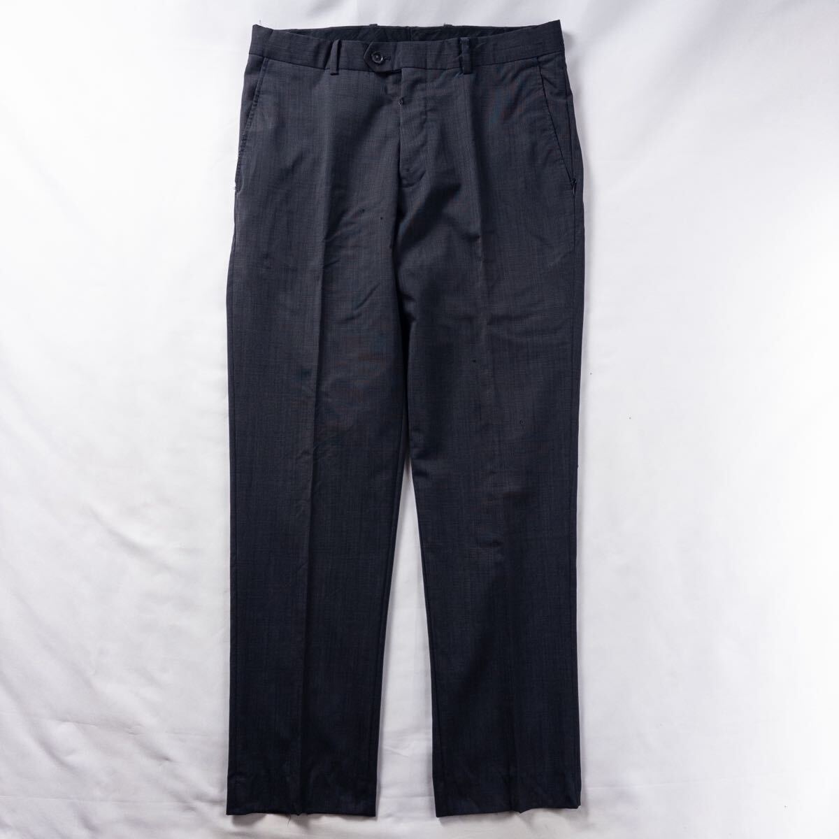 US Vintage 00s bar Ⅲ ウール ノータック 異素材 マイクロチェック ドレープ トラッド ストレート ドレス スラックス トラウザーズ拍卖