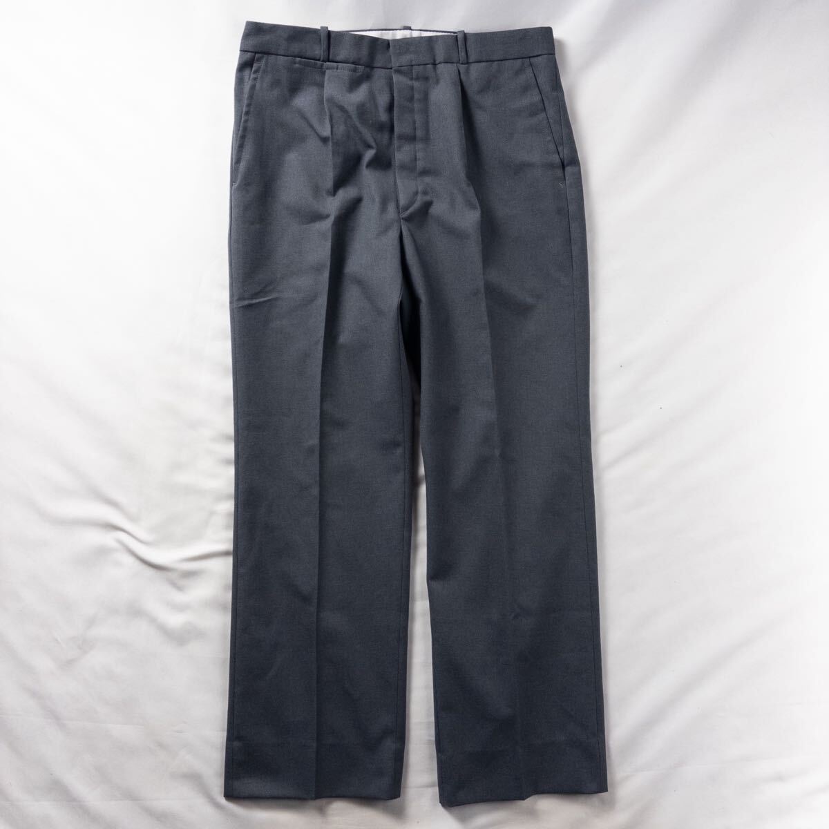 Euro Vintage スペイン製 70s TERGAL ポリ ウール ツイル ワンタック グレー アクション ワイドストレート ワーク スラックス トラウザーズ拍卖