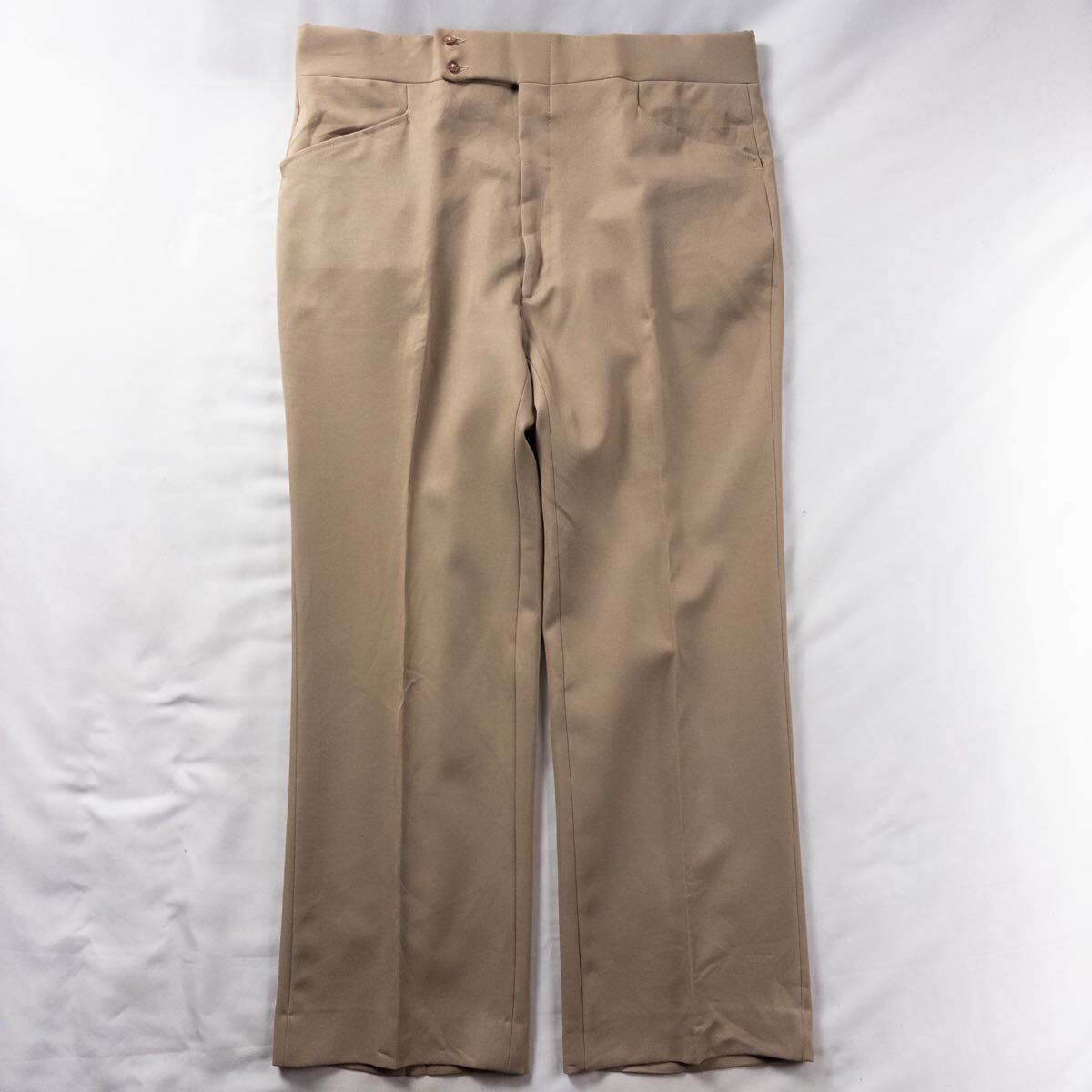 US Vintage 80s HAGGAR ポリ ノータック ドレープ レトロ ロケットタロン TALON フレア ワイド アクション スラックス トラウザーズ拍卖