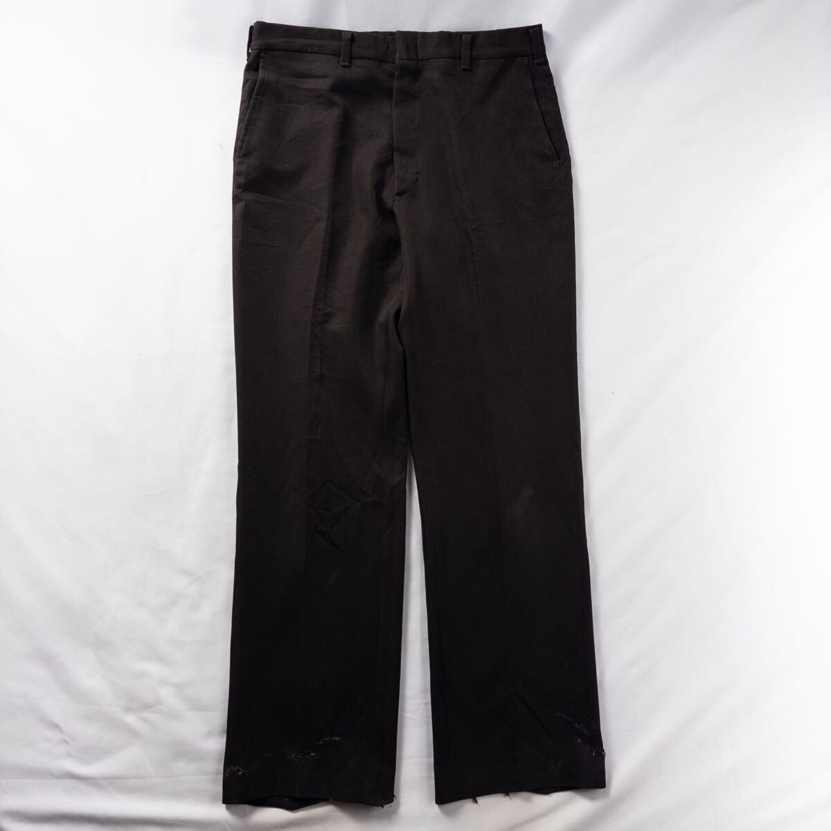 US Vintage アメリカ製 70s HAGGAR ツイル ノータック SCOVILL スコヴィル ブラウン ワイド ワーク アクションスラックス トラウザーズ拍卖