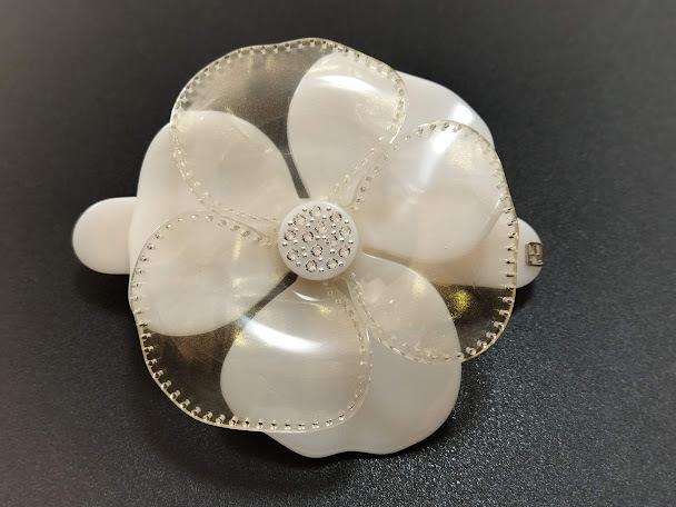 アレクサンドル ドゥ パリ ALEXANDRE de PARIS バレッタ 美品 白ゴールド フラワー 花 ラインストーン アクセサリー コレクション拍卖