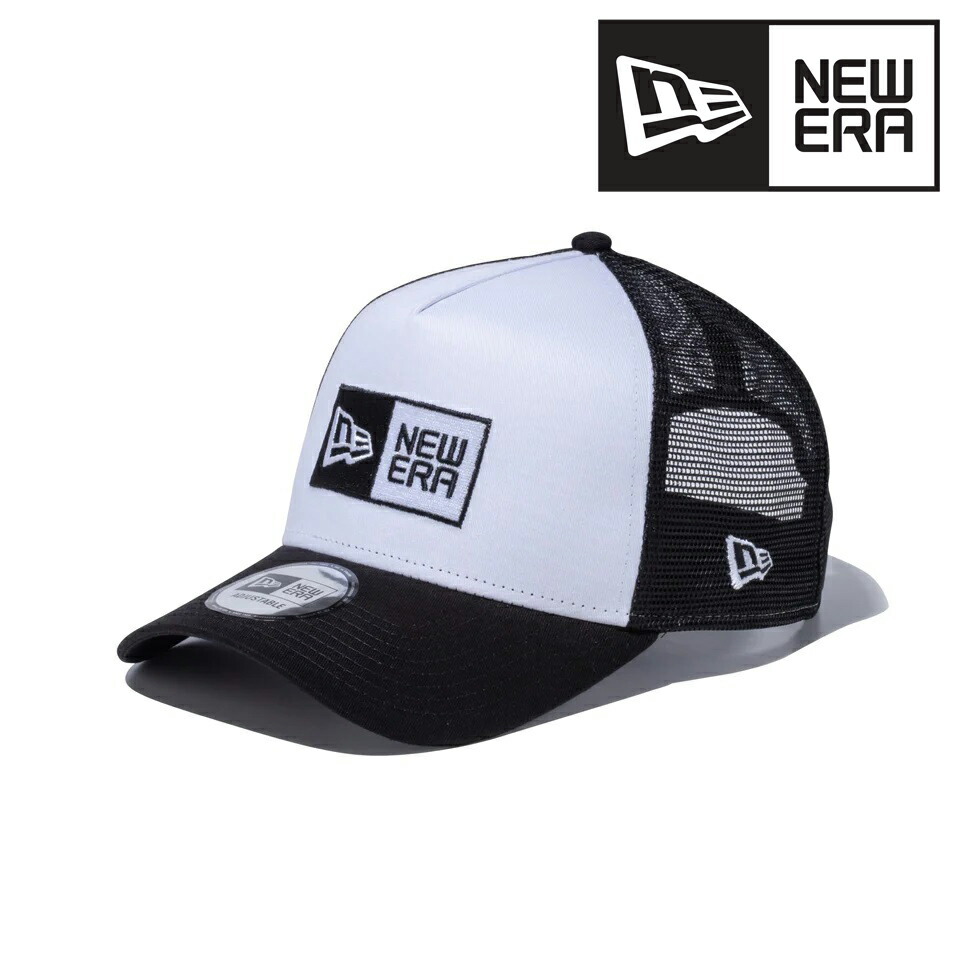 ニューエラ キャップ ボックスロゴ メッシュキャップ NEWERA 9FORTY A-Frame トラッカー白 黒 ブラック×ホワイト 拍卖