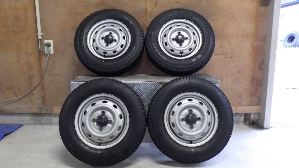 ★【スバル純正鉄ホイール付!】ブリヂストン ブリザックVL10 145/80R12 80/78N(6PR相当)LT PCD100 +45 23年製バリ溝4本セット!!拍卖