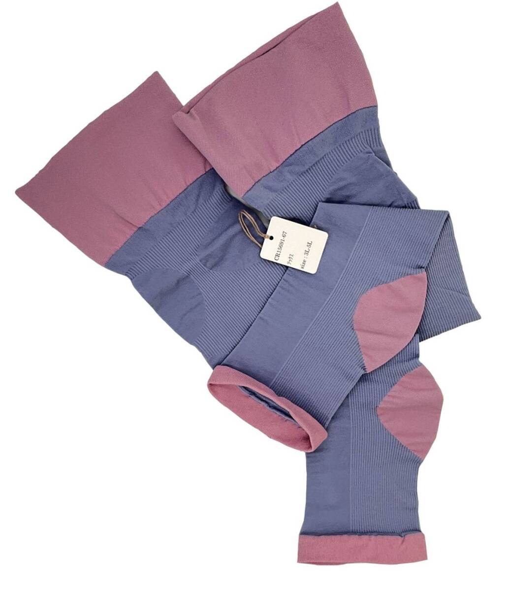 CR15691-67 ZK⑦【特価】新品 着圧ソックス 3L~5L 2足 ラベンダー ストレッチ シンプル 伸縮性 血行促進 レディース拍卖