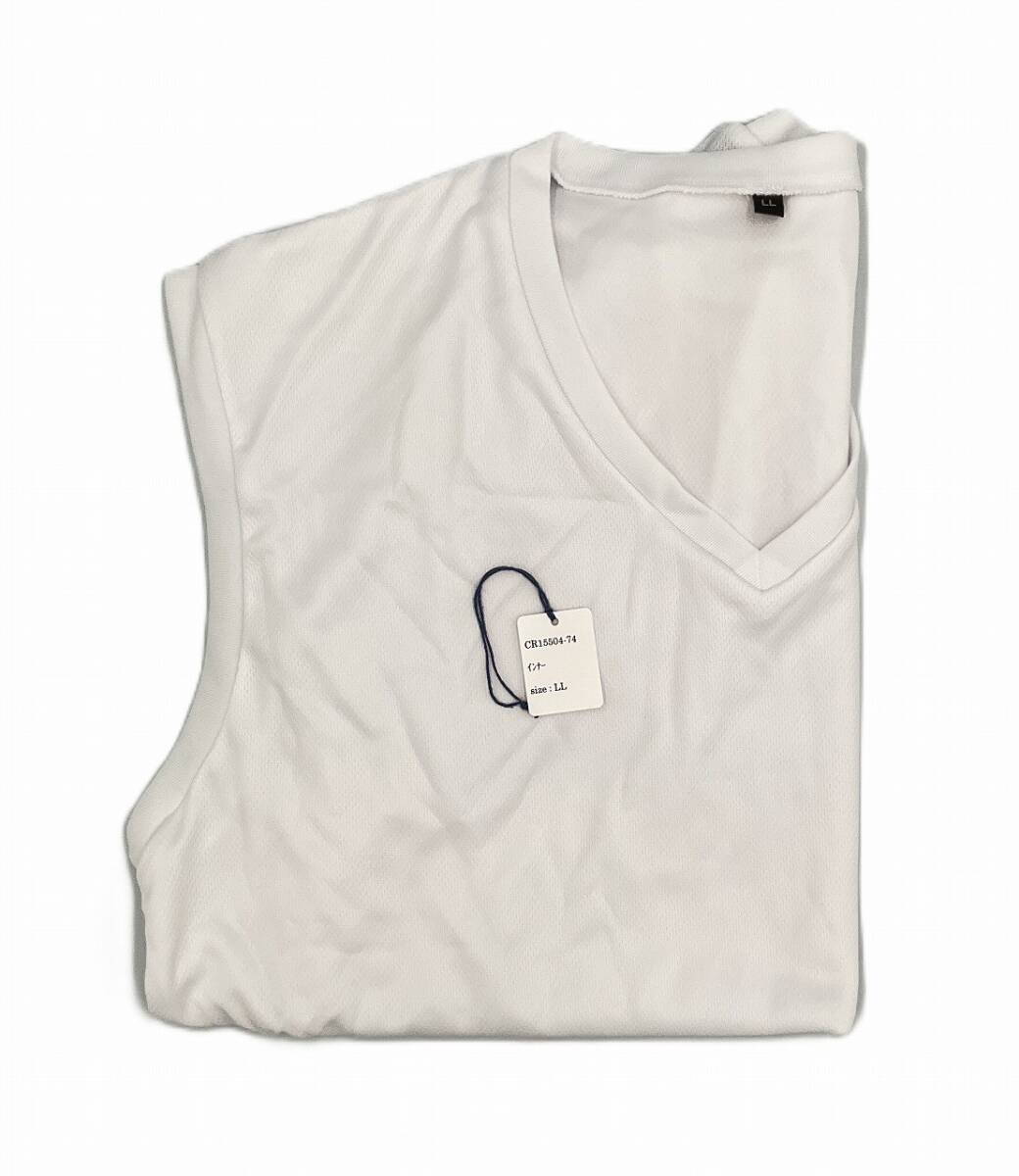CR15504-74 IBK⑦【特価】新品 メンズインナーシャツ 2枚組 LL ホワイト ストレッチ 吸汗速乾 シンプル メンズ拍卖