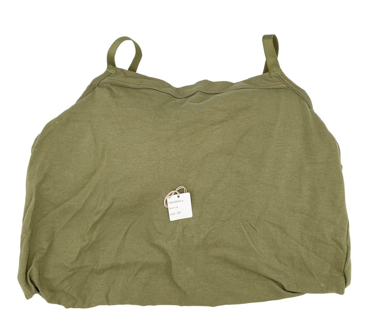 CR16620 IBK⑦【特価】新品 大きい カップ付きキャミソール 6L 1枚 カーキ カップ付き ストレッチ 綿混 シンプル レディース拍卖