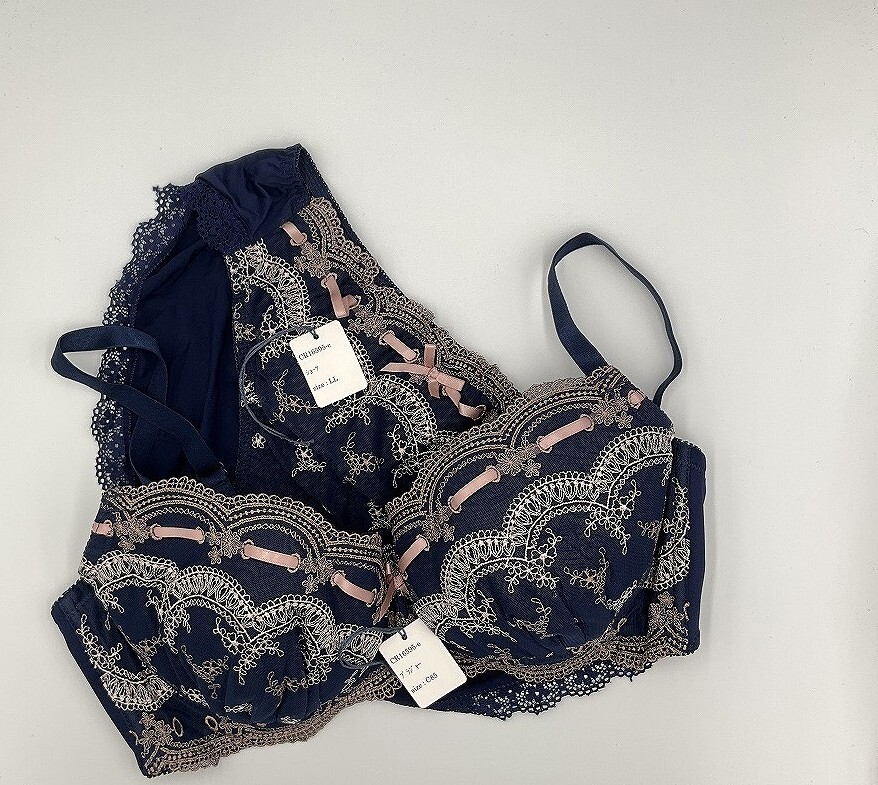 CR16595 IB⑦【特価】新品 ブラショーツセット C85/LL ネイビー 有名ブランド 花柄 レース 刺繍 ストレッチ レディース拍卖