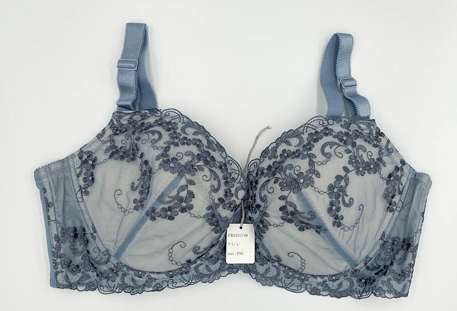CR15317-68 IB⑦【特価】新品 ブラジャー F90 ブルー 有名ブランド 花柄 レース 脇高 刺しゅう ストレッチ レディース拍卖