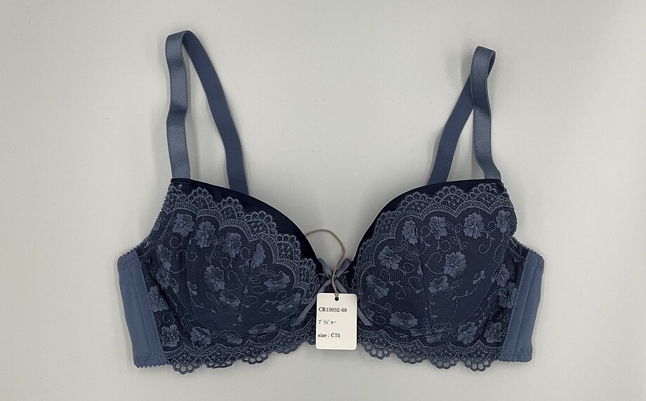 CR15932-68 IB⑦【特価】新品 ブラショーツセット C75/L ブルー 有名ブランド 花柄 レース 3/4カップ ストレッチ 華やか レディース拍卖