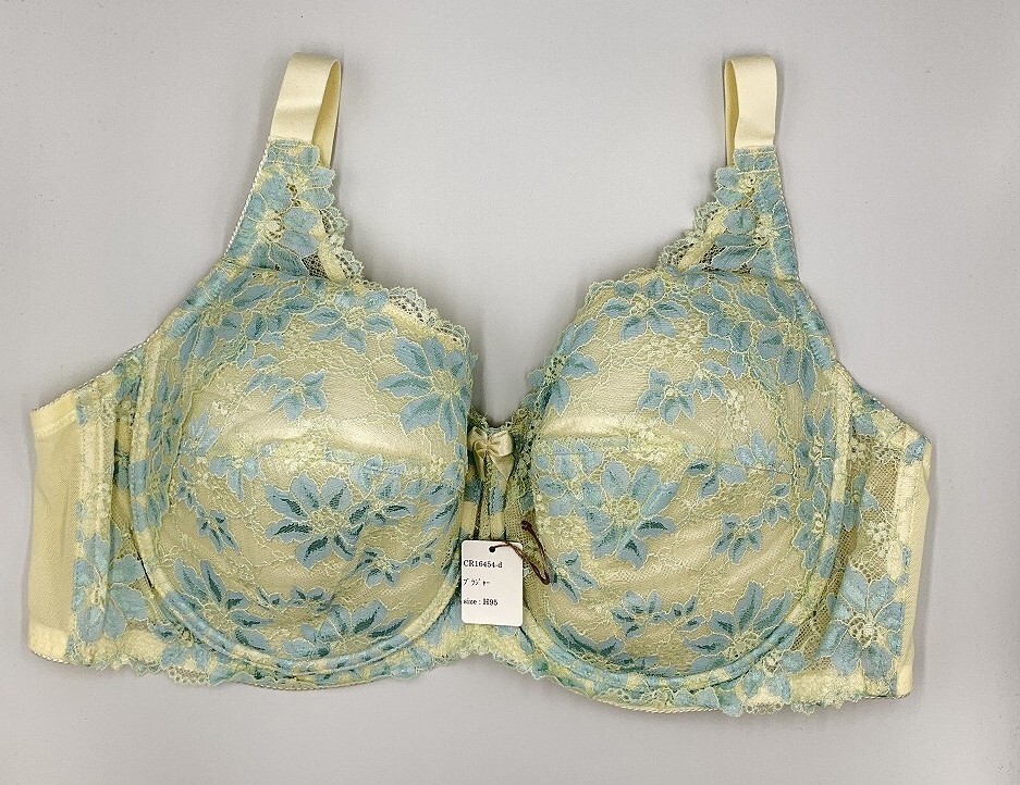 CR16454 IB⑦【特価】新品 大きい ブラジャー H95 クリーム 花柄 レース 3/4カップ ストレッチ おしゃれ 華やか レディース拍卖