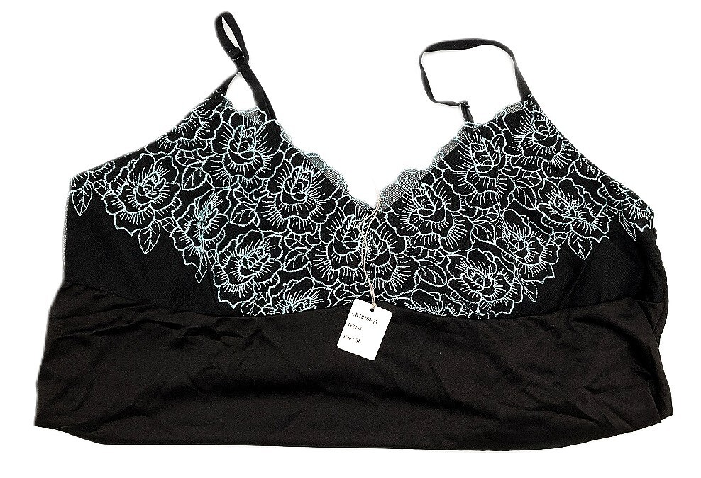 CR12295 IBK⑦【特価】新品 大きい スリップ 2枚組 3L ブラック レース 花柄 刺しゅう ストレッチ レディース拍卖