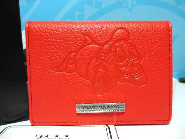 送料無料 キングズ バイ サマンサタバサ 限定 ドナルド 牛革 型押 パスケース カード入 赤 新品 証明書付 サマンサキングズ ディズニー拍卖