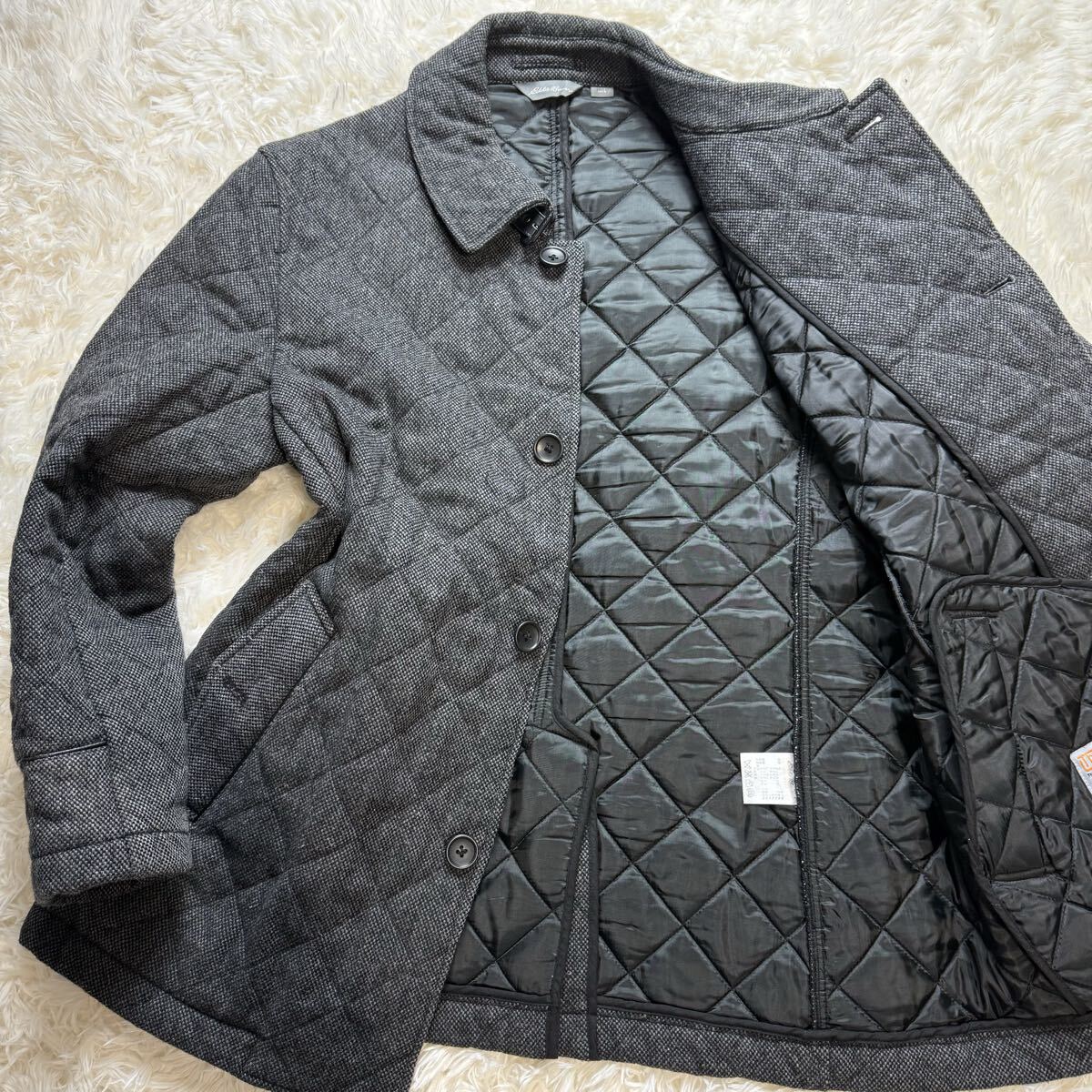 美品/希少L エディーバウアー キルティングコート ダウンジャケット ブルゾン Thermore ウール グレー メンズ 中綿 極暖 Eddie Bauer拍卖