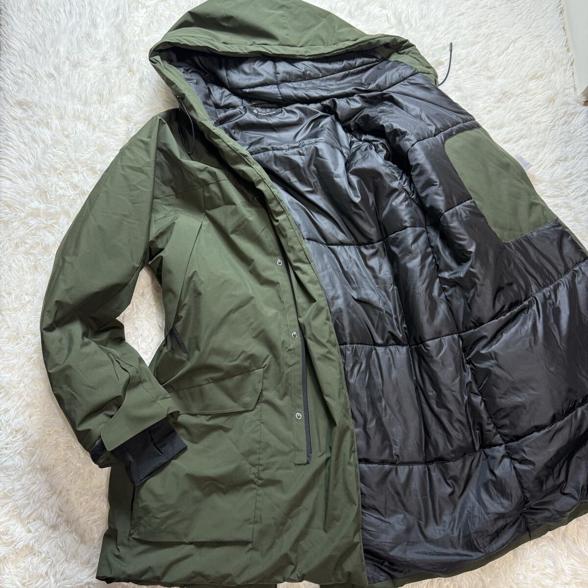 美品/希少XL ジュンハシモト ダウンジャケット ダウンコート 中綿 極暖 フード カーキ グリーン 50 メンズ 秋冬 junhashimoto拍卖