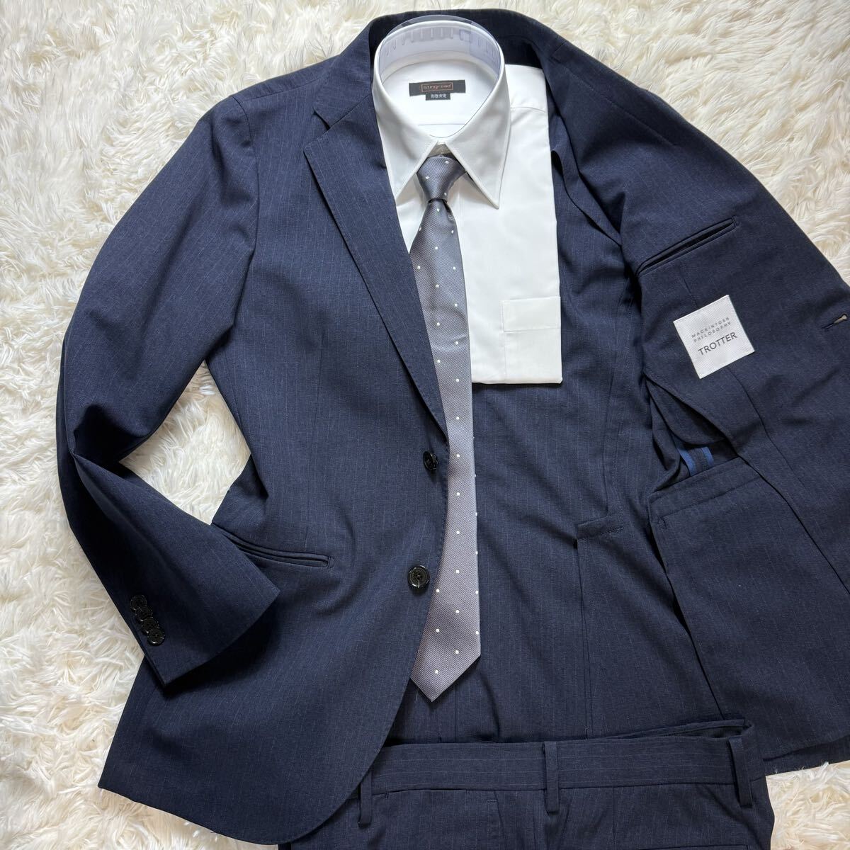 極美品/希少L マッキントッシュフィロソフィー トロッター スーツ セットアップ ネイビー 濃紺 40 春秋冬 MACKINTOSH PHILOSOPHY TROTTER 拍卖