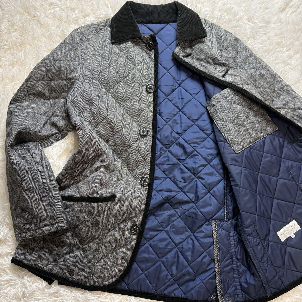 美品/希少L マッキントッシュフィロソフィー キルティングコート ダウンジャケット 40 ウール 中綿 グレー MACKINTOSH PHILOSOPHY拍卖