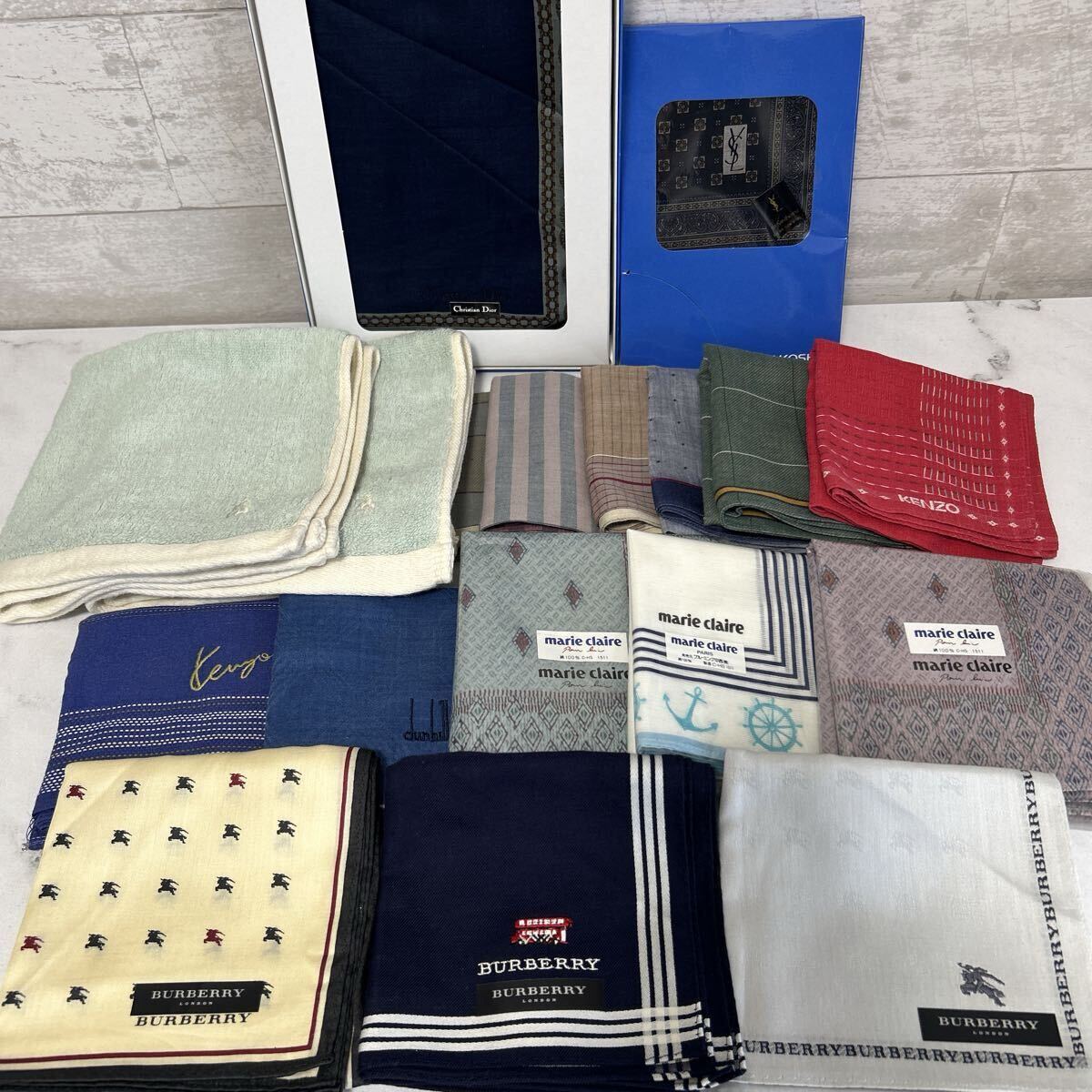 メンズ ハンカチまとめ おまとめ DIOR ディオール イヴサンローラン Burberry バーバリー ハンカチ まとめて ラルフローレン 紳士 セット拍卖