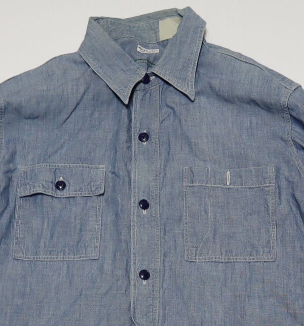 LS90シュガーケーンSUGAR CANE古着デニムシャツ長袖シャツMシャンブレーシャツ日本製ワークシャツ裾町付きM品番オールドスタイル拍卖
