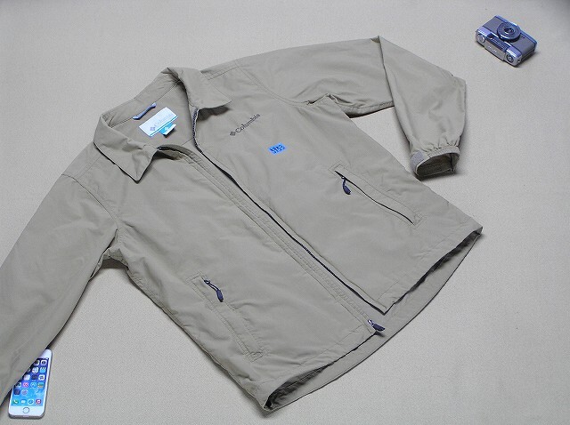 Cleaning済み Columbia コロンビア ナイロンジャケット ベージュ Sサイズ 登山 トレッキング 防風 撥水 軽量 アウトドア 秋春 古着■5953拍卖