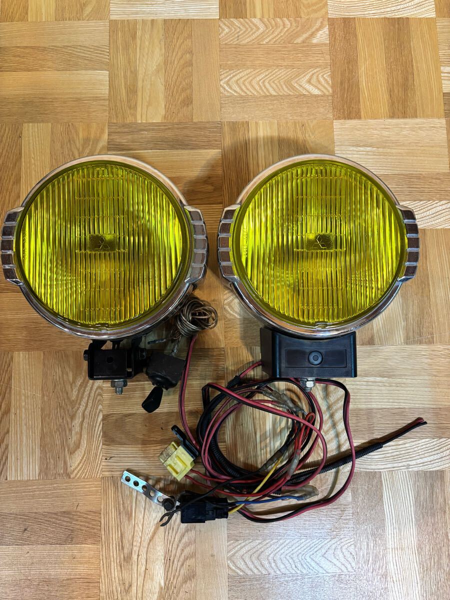 MITSUBISHI 三菱 純正 パジェロ フォグランプ 当時物 左右セット 黄色 旧車 バンパーガード オフロード スイッチ付き 現状売り切り拍卖