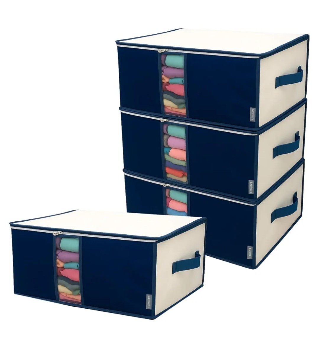 新品 炭素入り収納 ケース4枚組 50×35×20  収納袋 収納ボックス パッと見えるコミック収納袋 イニコライフ拍卖