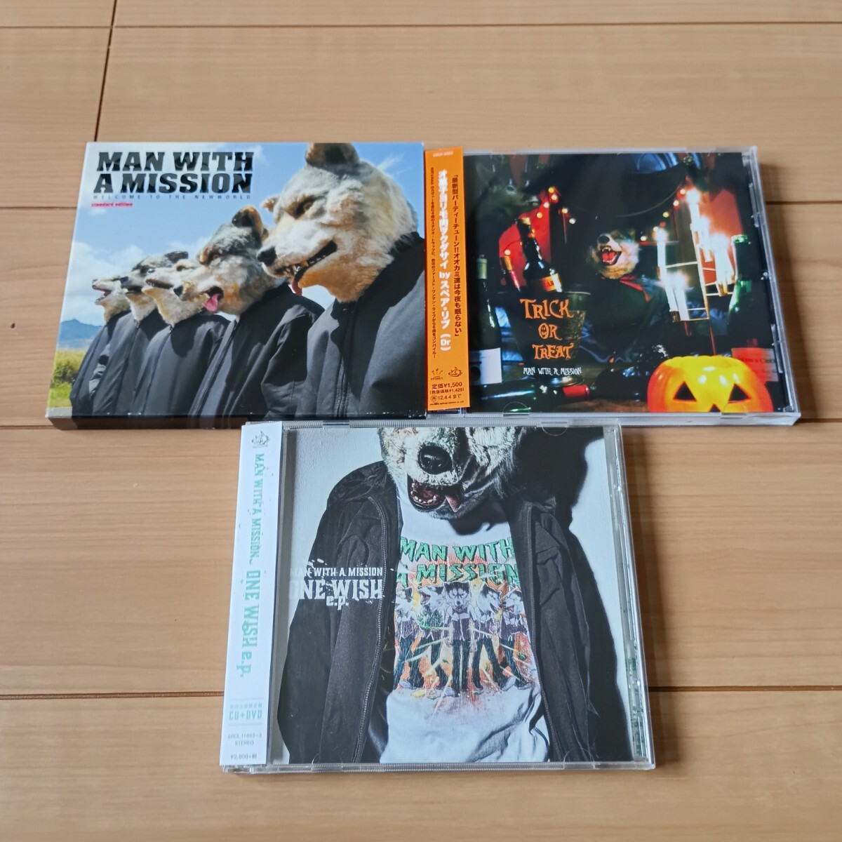 3枚セット MAN WITH A MISSION WELCOME TO THE NEWWORLD standard edition+TRICK OR TREAT+初回生産限定盤 CD+DVD ONE WISH e.p.拍卖